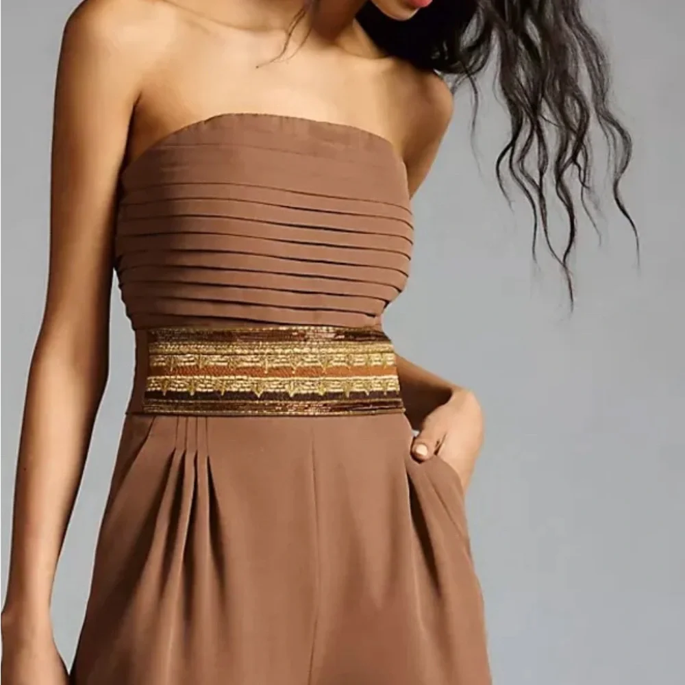 Anthropologie-NIKITA MHAISALKAR STRAPLESS PLEATED JUMPSUIT - Picture 2 of 5